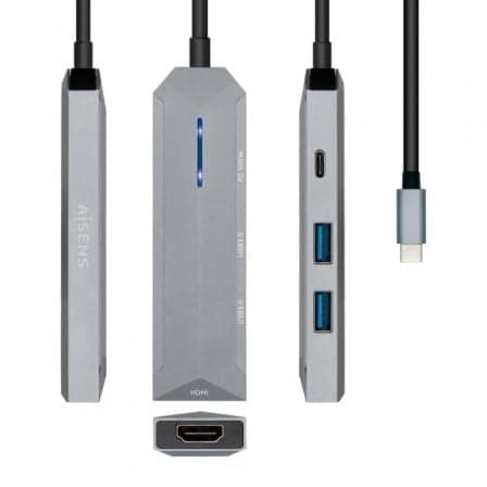 Aisens Docking Station USB-C "4-em-1" (Cinza) - ASUC-4P002-GR