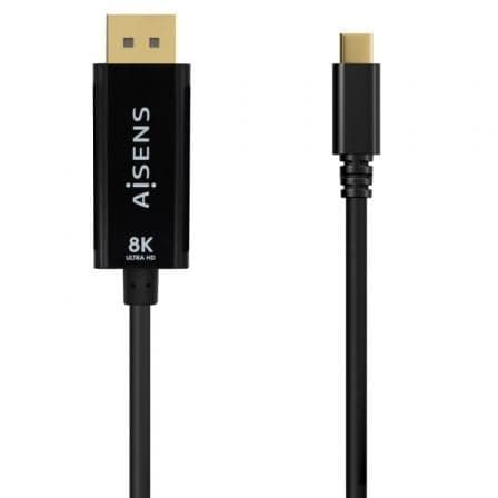 Cabo Conversor AISENS A109-0689 / USB Tipo-C Macho - DisplayPort Macho / Hasta 27W / 1.8m / Preto
