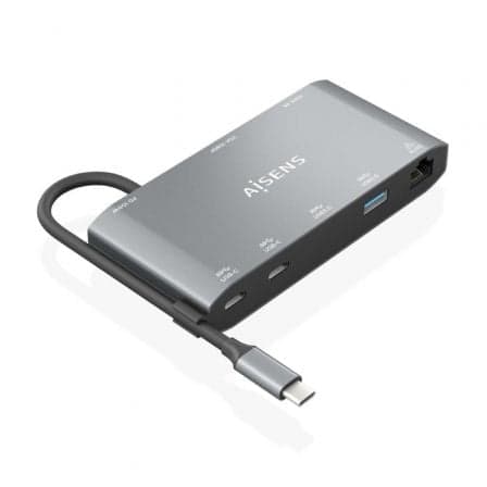 Aisens Hub USB-C dock 8 em 1 20cm ASUC-8P010-GR - HUBAIASUC-8P010-GR