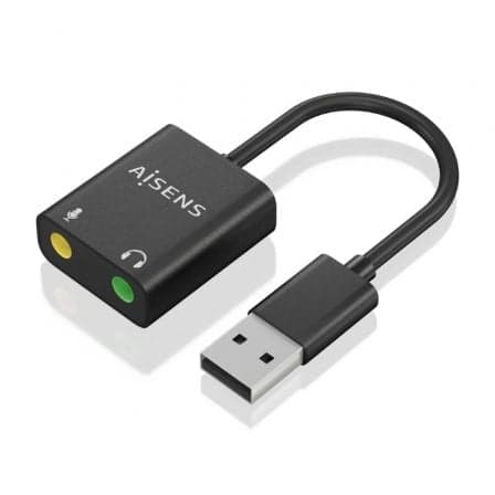 Tarjeta de Som AISENS A106-0769 USB Macho / 2xJack 3.5 Hembra / Preto