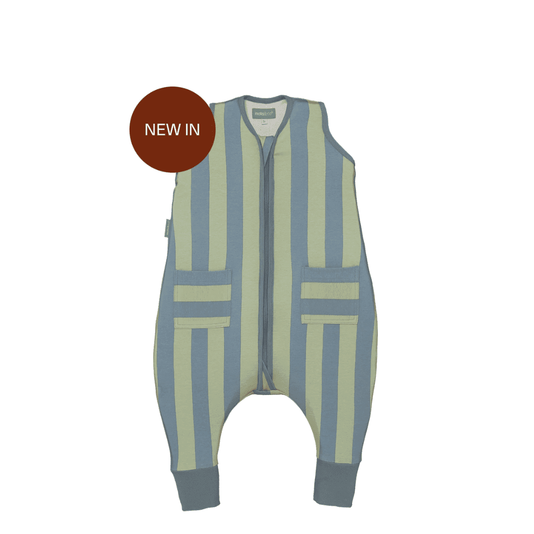 Molis&co macacão de dormir – listras verdes & azuis – tog 0.5 – 3 anos (90-100 cm)