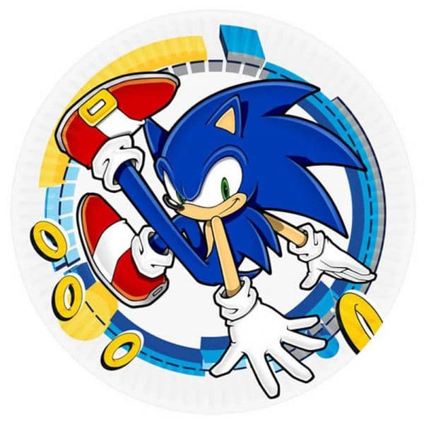 Macadamia Pratos em papel de Festa Sonic The Hedgehog (8 unidades - 23cm)