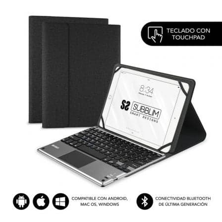 CAPA PARA TABLET SUBBLIM KEYTAB PRO CTOUCHPAD BLUETOOTH PRETA ESP
