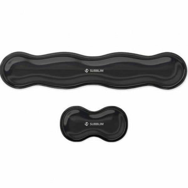 Subblim Ergo Crystal Flex Pack de 2 Apoios de Pulso Ergonómicos para Teclado e Rato Preto SUBMP-04E061