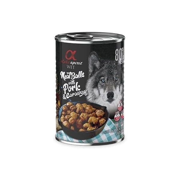 Ração Húmida Alpha Spirit Meat Balls Pork & Caraway Wet 400g