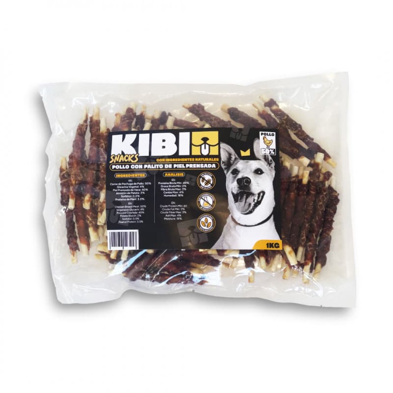 Kibi Palitos de Piel Prensada de Pollo para perros M 1 Kg