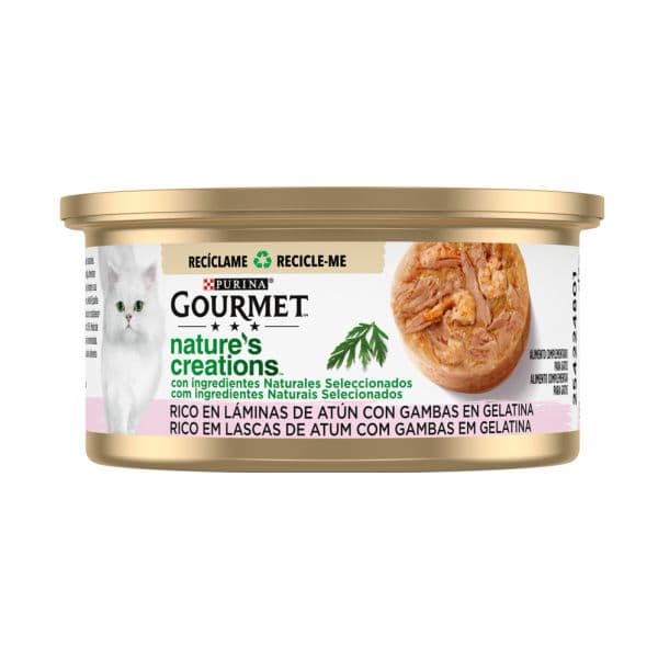 Ração Húmida Purina Gourmet Nature's Creations Atum com Gambas em Gelatina Gato Adulto 70g