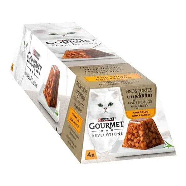 Ração Húmida Purina Gourmet Revelations Finos Pedaços Gelatina Frango 4x57g