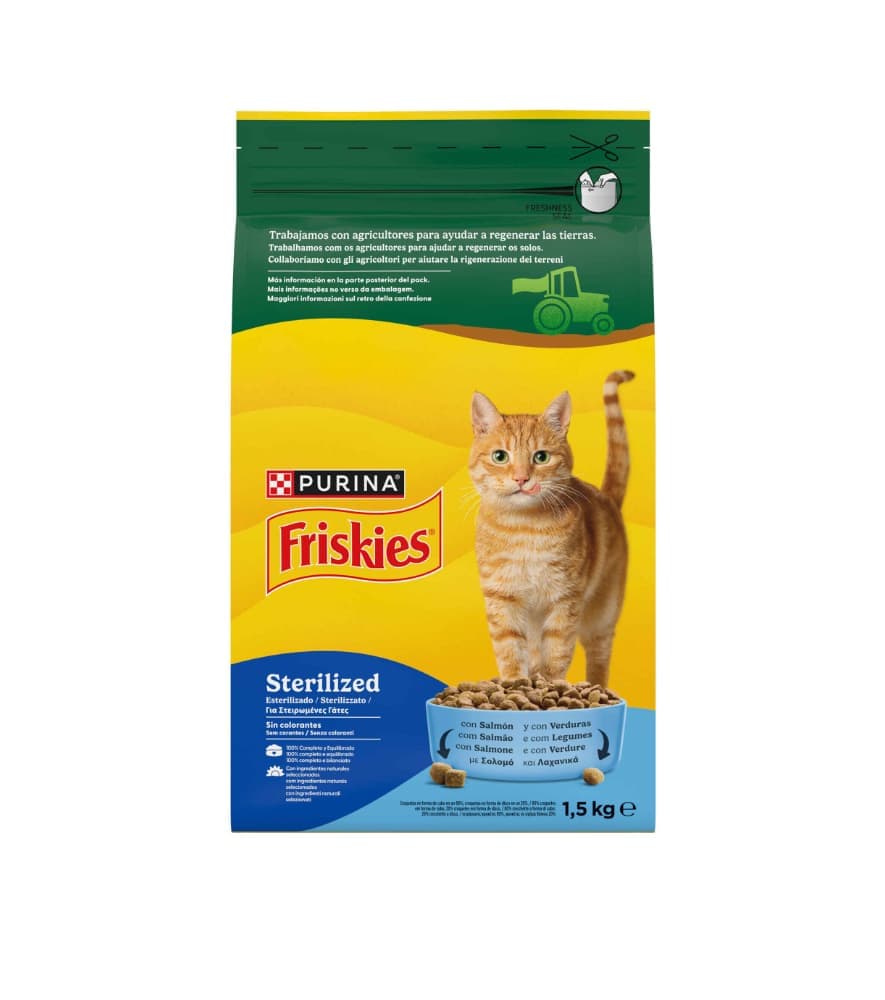 Friskies Esterilizado Salmão e Legumes 1,5kg Ração para Gato - Campet