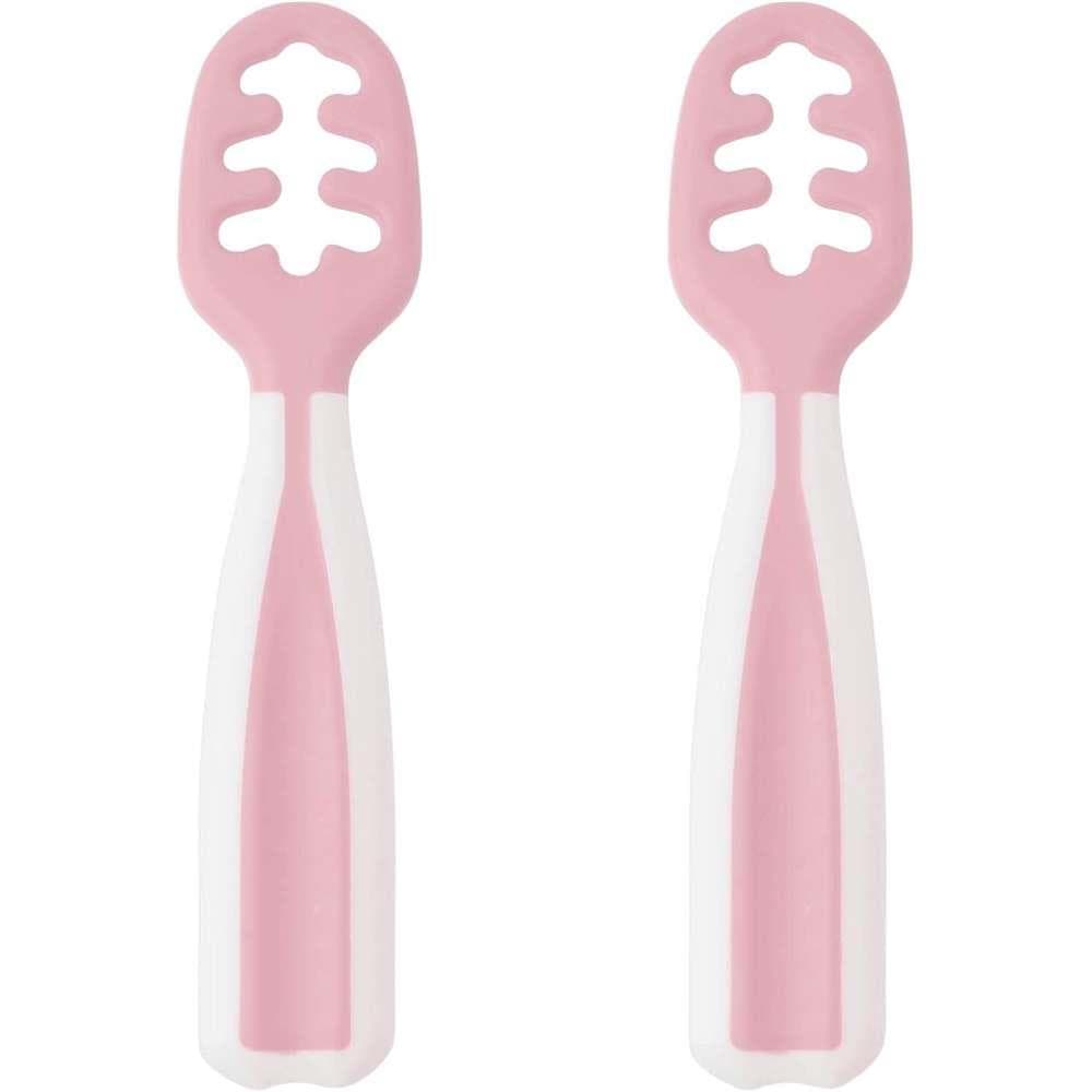2 Pré-Colheres Kiokids Rosa e Branco
