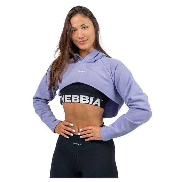 Nebbia Designer Cropped Gym Time Hoodie Roxo L Mulher