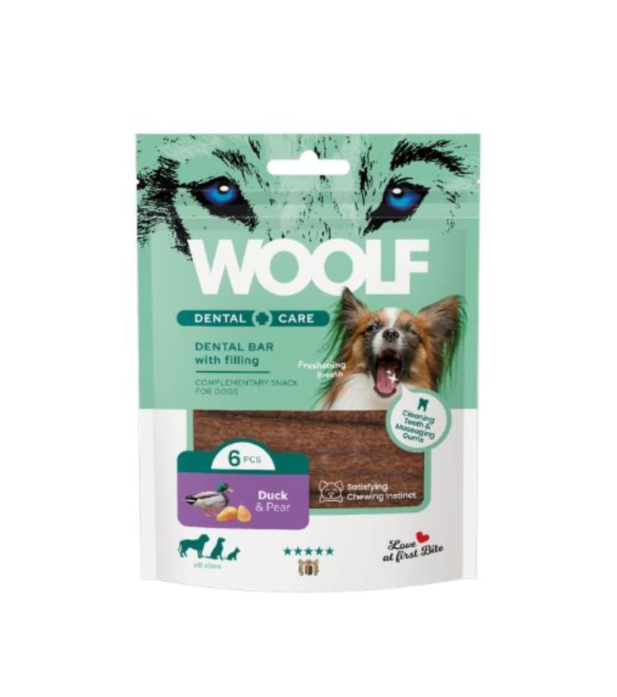 Woolf Dental Care Pato e Pera 108gr Snack Dentário Natural para Cão