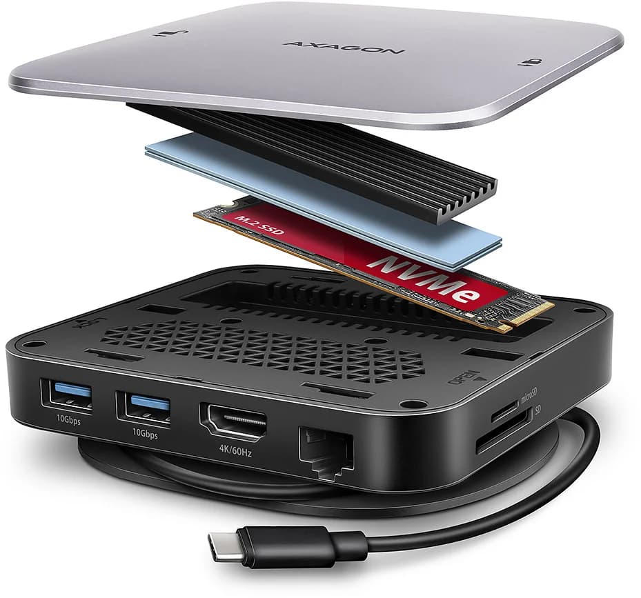 AXAGON USB-C HUB 10Gbps UFO 9 em 1