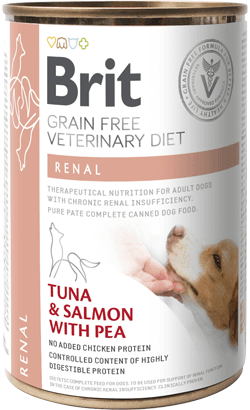 Ração Húmida Brit Vet Diet Dog Renal Grain Free Tuna & Salmon with Pea Lata 6x 400g