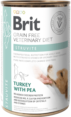 Ração Húmida Brit Vet Diet Dog Struvite Grain Free Turkey with Pea Lata 400g