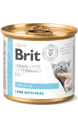 Ração Húmida Brit Veterinary Diet Cat Obesity Grain-Free Lamb with Pea 200 g
