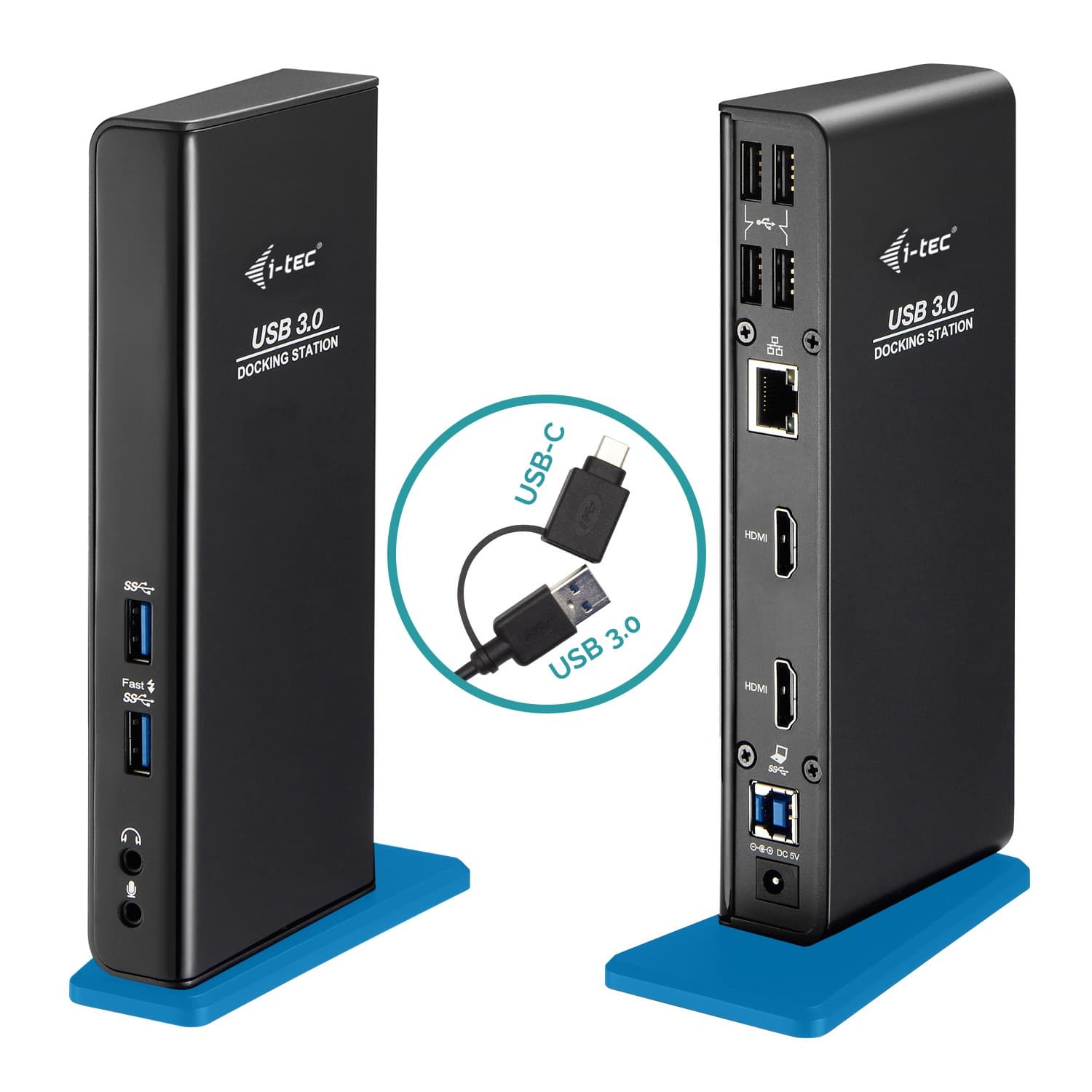 i-tec U3DUALHDMIDOCK base & duplicador de portas Com fios USB 3.2 Gen 1 (3.1 Gen 1) Type-A Preto