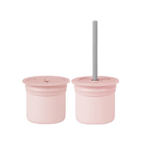 Copo Sip/Snack com Palhinha em Silicone Minikoioi Pinky Pink