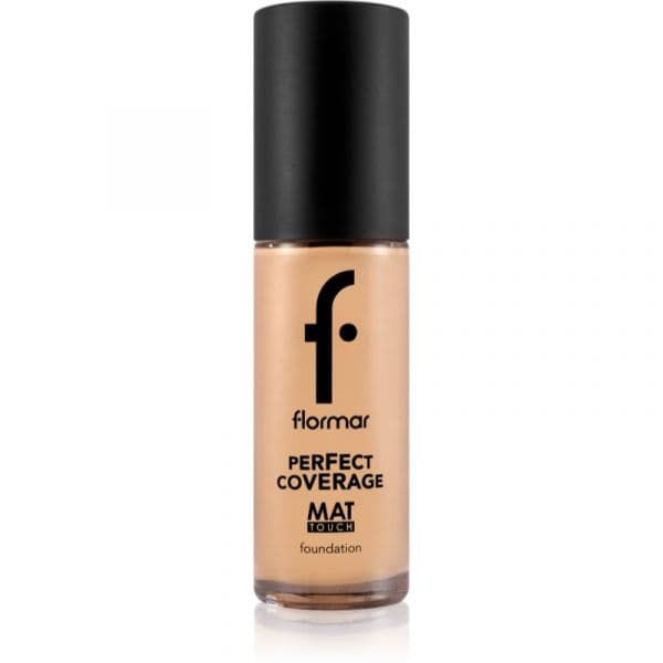 Flormar Perfect Coverage Mat Touch Foundation Base Matificante para Pele Mista a Oleosa Tom 303 Classic Beige 30ml