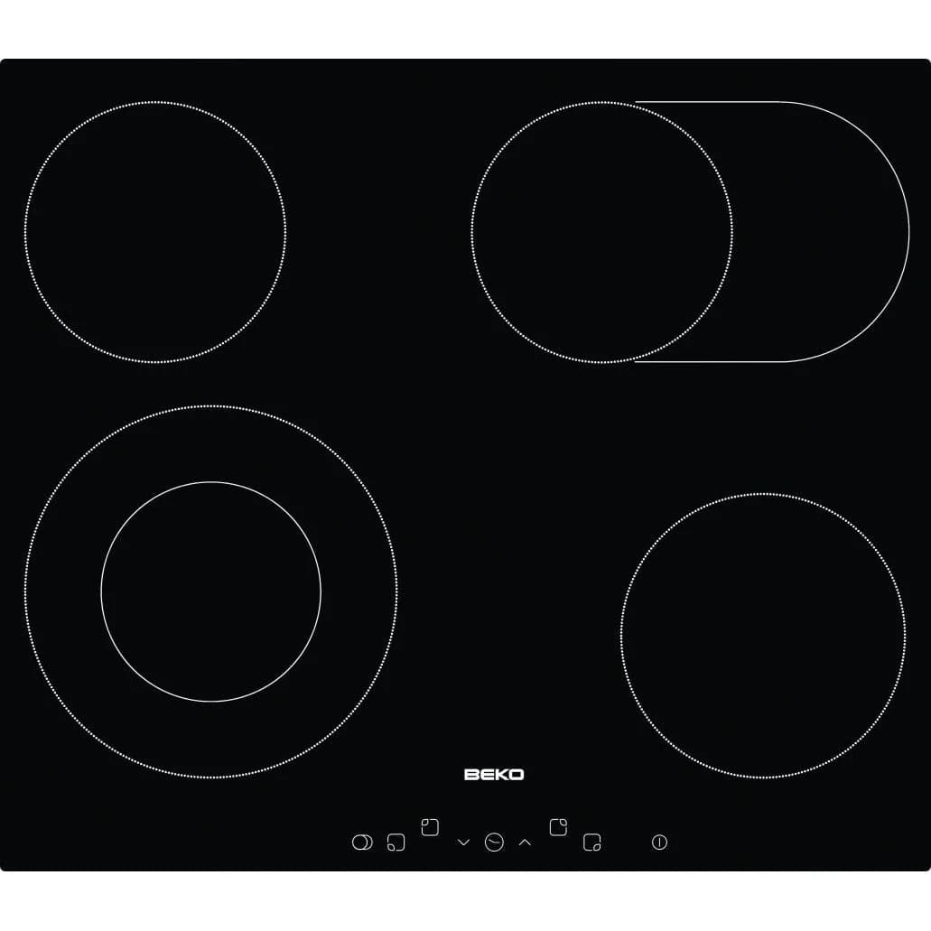 Placa Beko HIC64403T | Preto, Encastre, Cerâmica, 4 zonas, Touch