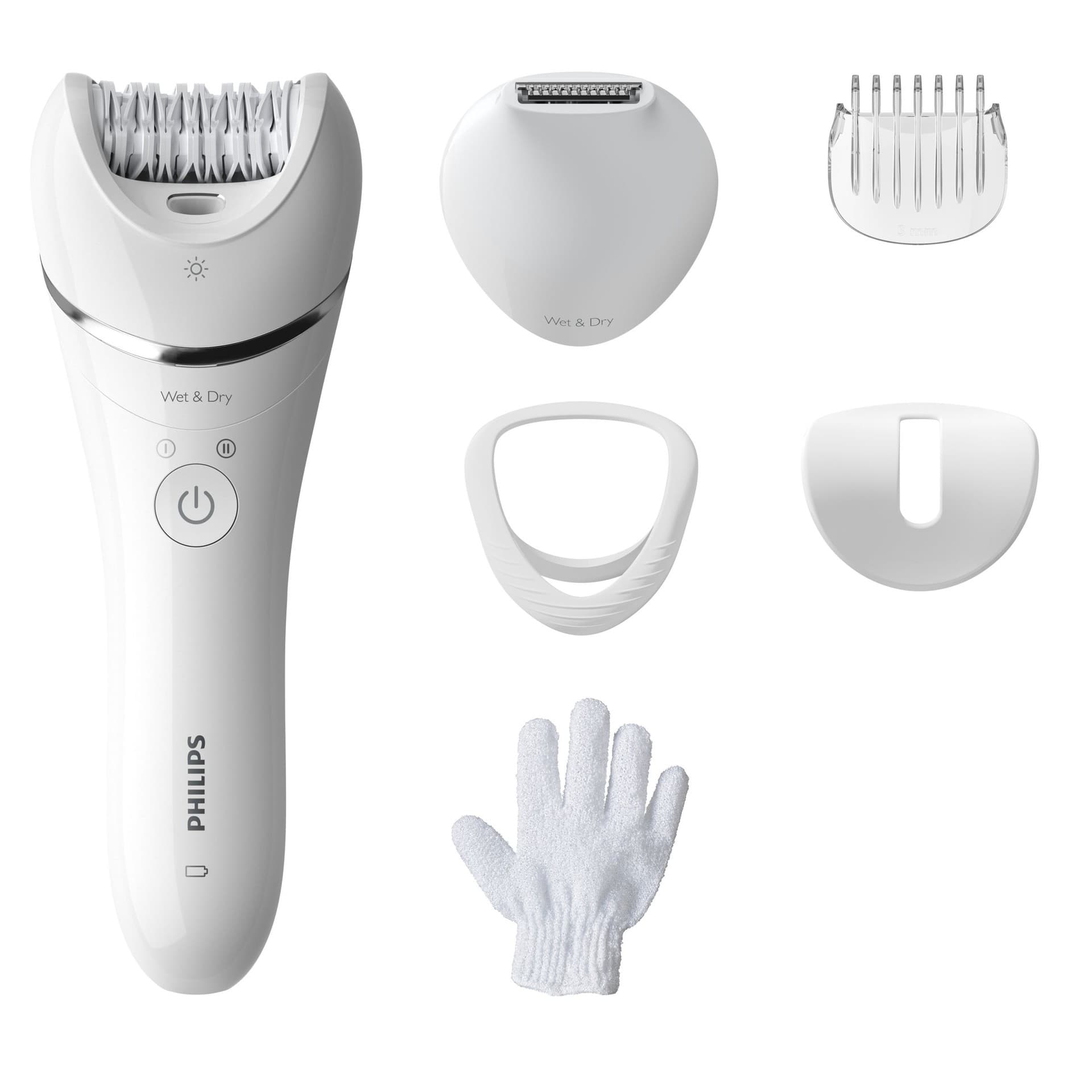 Philips Depiladora Wet&Dry BRE715/00 - 6 Acessórios Arranque Multi-zonas Recarregável