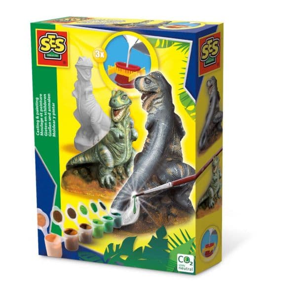 SES Kit criação e pintura de Dinossauro em gesso Jogo Didático Criança - 01283