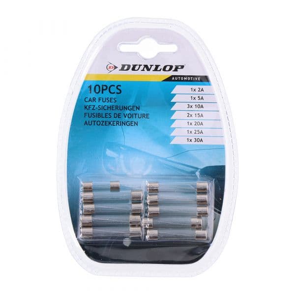 Dunlop Set de 10 Fusíveis Variados de Vidro para Carro - ELK99550