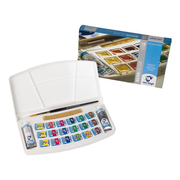 Van Gogh Caixa de Pastilhas de Aguarela e Acessórios Branco 18 un.