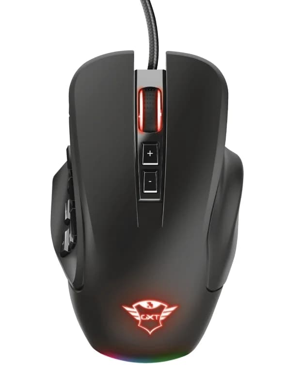 Trust Gaming GXT 970 Morfix Raton USB 10000dpi – Piezas Laterales Intercambiables – 12 Botones Programables – Iluminacion RGB – Cable Trenzado de 1.80m – Uso Diestro – Color Preto