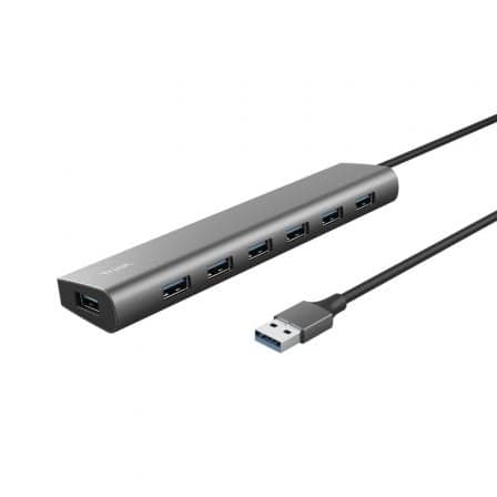 Hub USB 3.2 Gen1 Trust Halyx / 7xUSB / 1xUSB-C / Preto