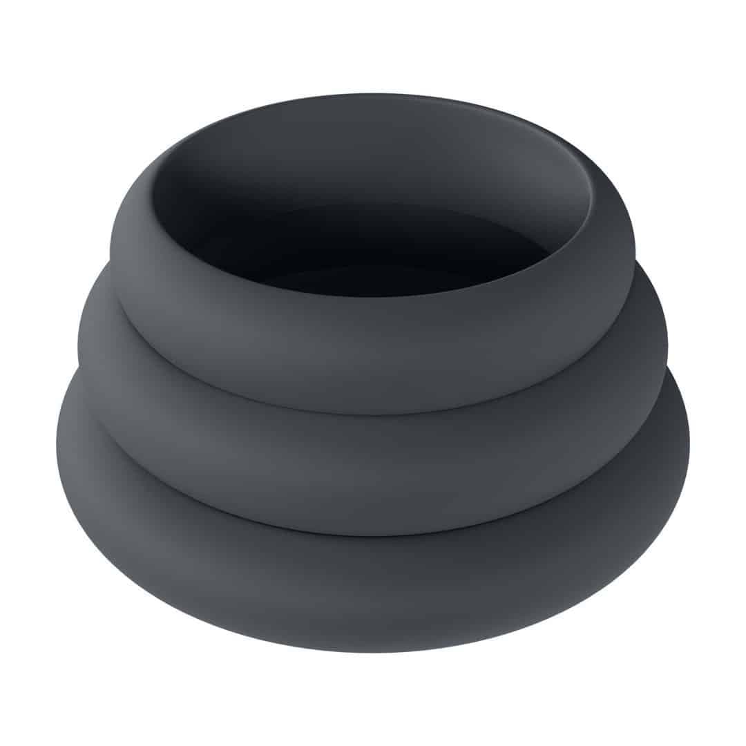 Conjunto De 3 Anéis Em Silicone Para O Pénis Wide O S/M/L Preto Levelz