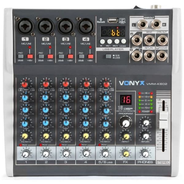 Vonyx Mesa de Mistura 6 Canais C/ USB/SD/MP3/BLUETOOTH com Dsp (VMM-K602) - 172.587