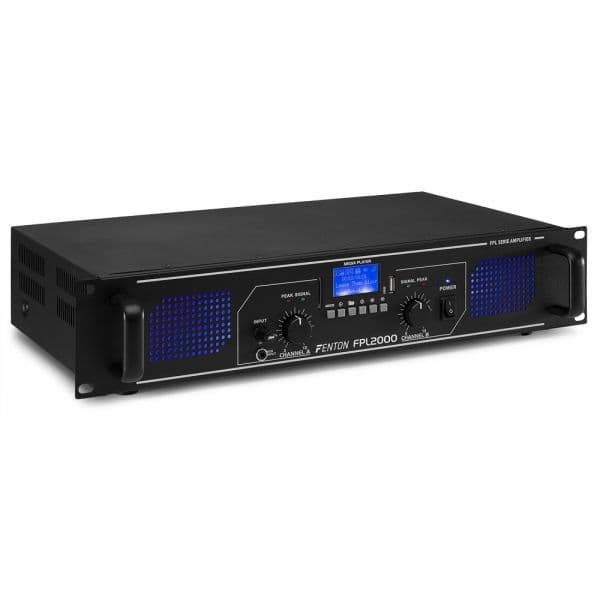 Fenton Amplificador PA Digital 2000W 19" USB/SD/AUX/RCA/BLUETOOTH + EQ (FPL2000) LEDs Azuis