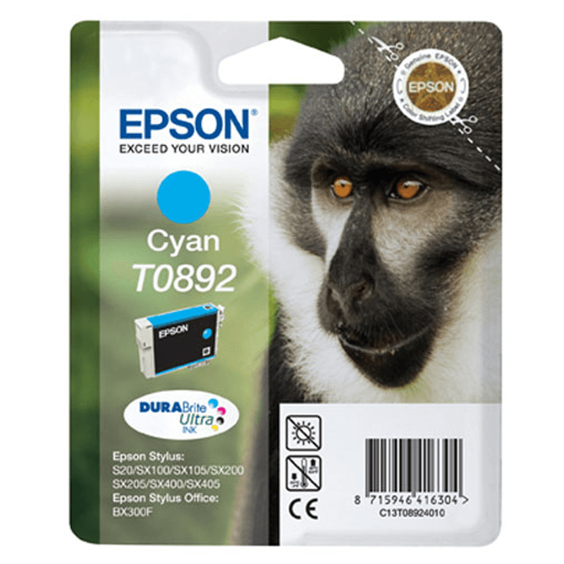 Epson Monkey Tinteiro Cyan T0892 Tinta DURABrite Ultra