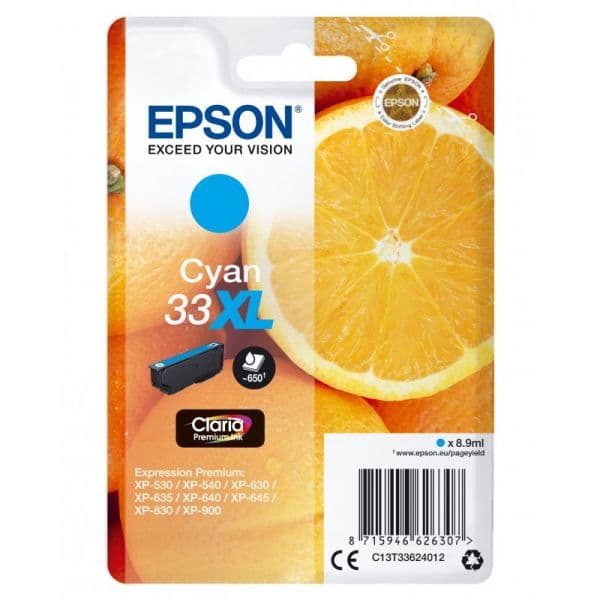 Tinteiro Epson 33XL C13T33624010 Cyan