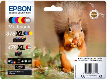 Tinteiro Epson 478 XL Pack 6 Cores Cinza Preto Amarelo Azul Magenta Vermelho - C13T379D4010
