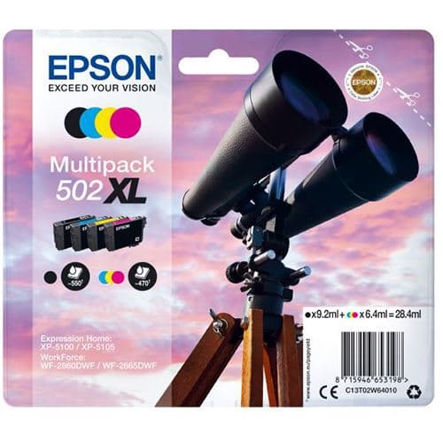 Multipack Tinteiro Epson 502XL - Preto | Ciano | Amarelo | Magenta - C13T02W64010