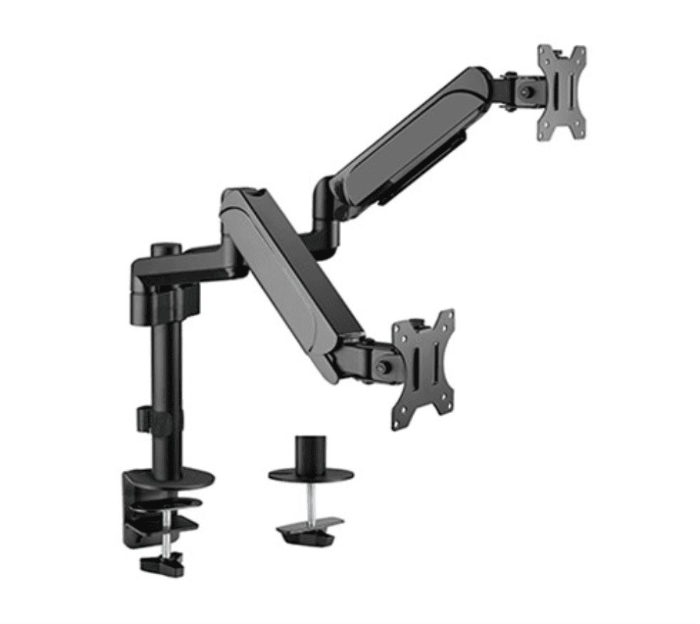 Suporte de Secretária Gembird MA-DA2P-01 Monitor Desk Mount Dual Arm (Rotação/Inclinação/Retração) 17" - 32" Preto