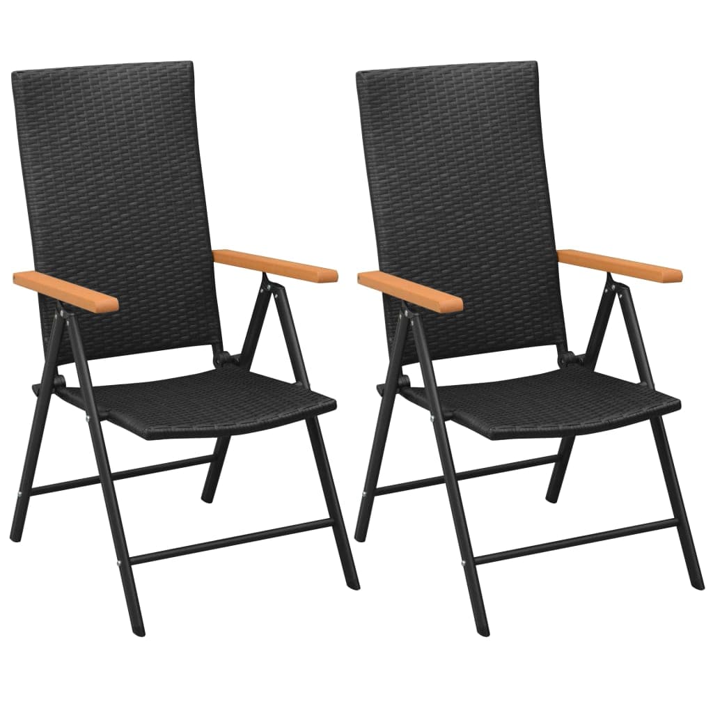 vidaXL Cadeiras de jardim empilháveis 2 pcs vime PE preto