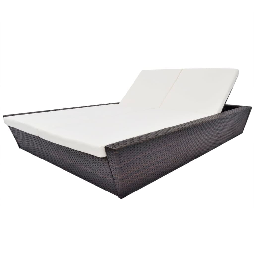 Espreguiçadeira de Exterior com Almofadão Vime Pe Castanho - 42902