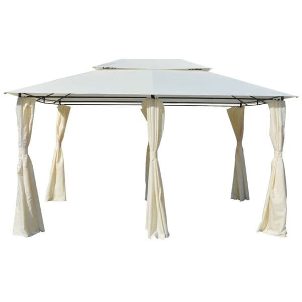 vidaXL Tenda de Jardim com Cortinas 4x3 M Branco - 2282779096