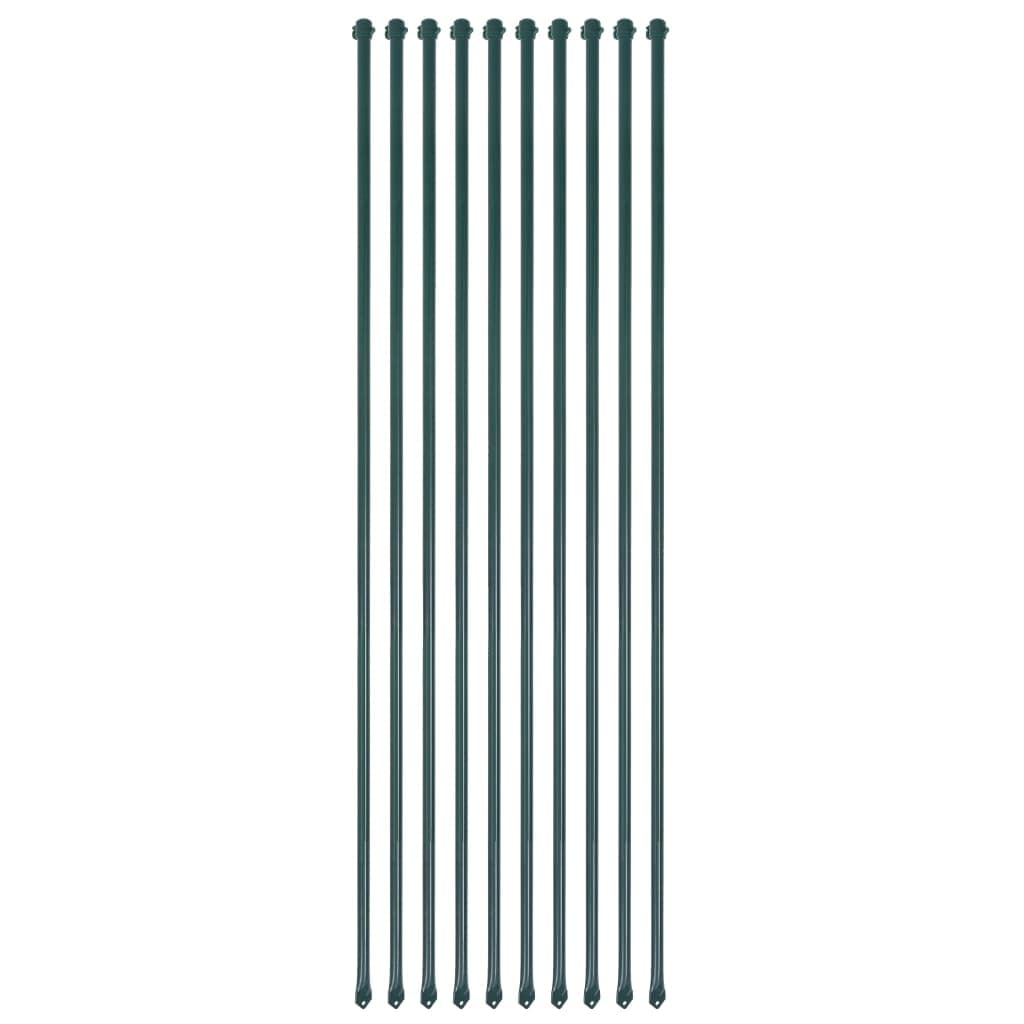 vidaXL Postes de jardim 10 pcs 1,5 m metal verde