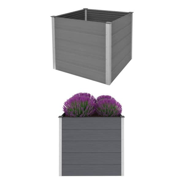 Canteiro Elevado para Jardim Wpc 100x100x91 cm Cinzento - 43606