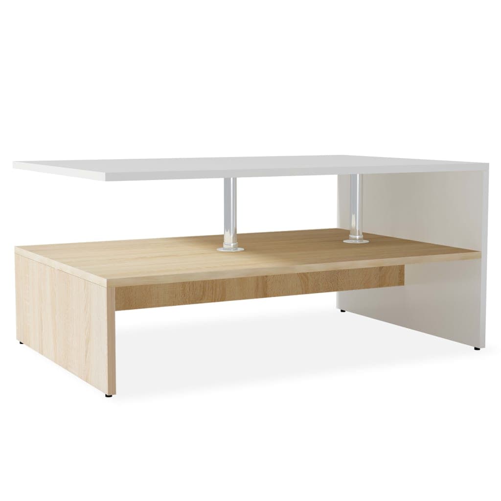 vidaXL Mesa de centro derivados de madeira 90x59x42 cm carvalho/branco