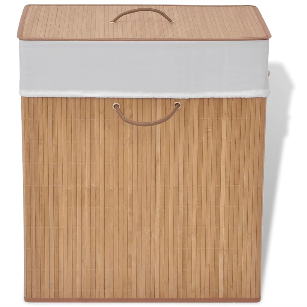 vidaXL Cesto retangular para roupa suja bambu natural
