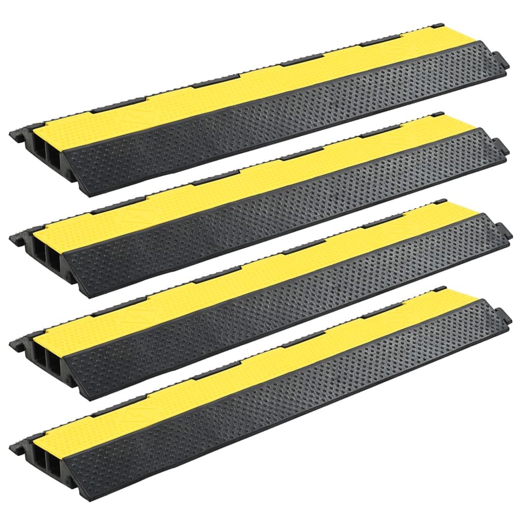 vidaXL Rampas protetoras de cabos 4 pcs 2 canais borracha 101,5 cm