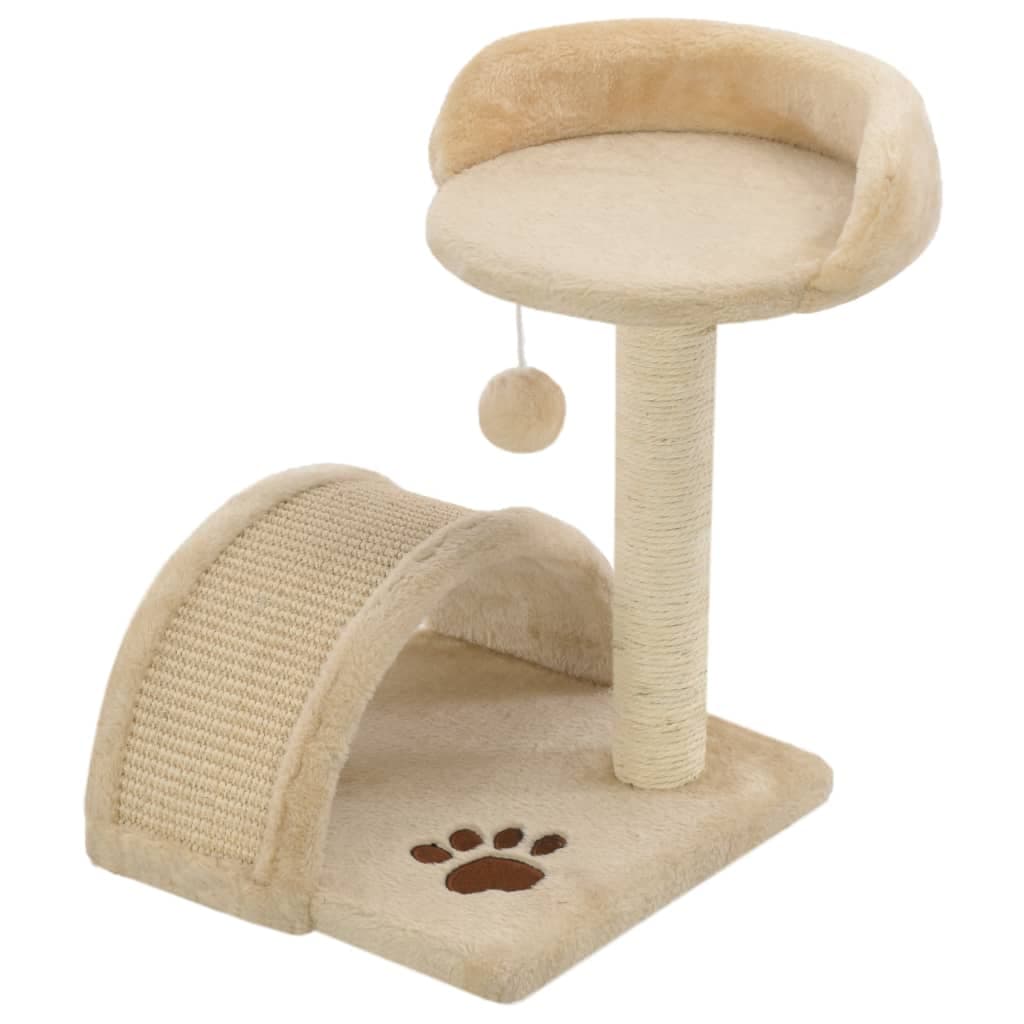 vidaXL Árvore p/ gatos c/postes arranhadores sisal 40 cm bege/castanho