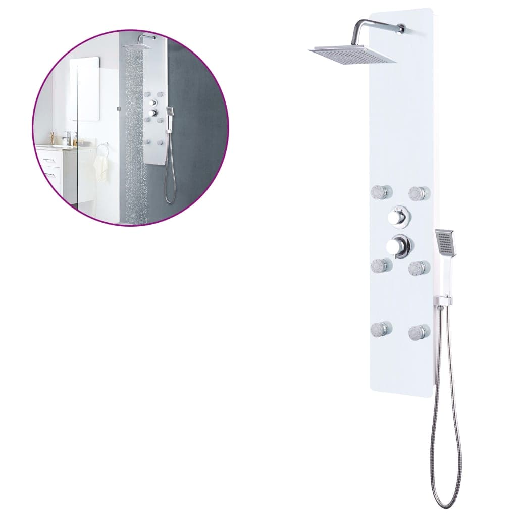 vidaXL Coluna de duche em vidro 25x44,6x130 cm branco