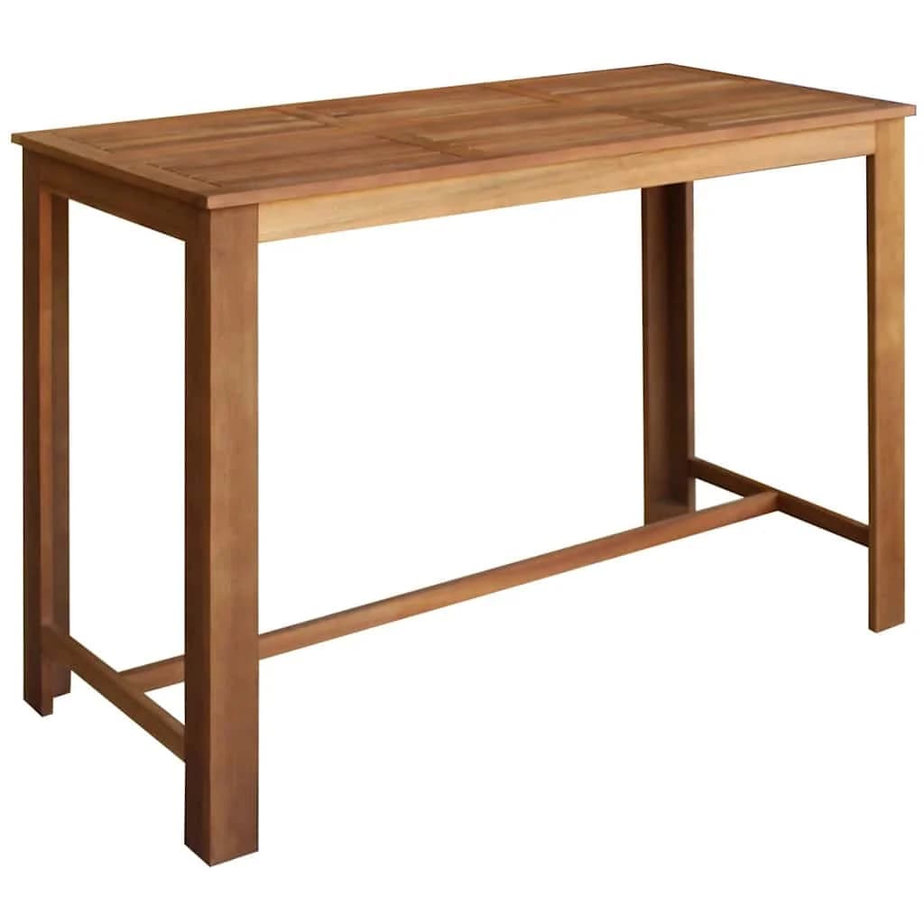 vidaXL Mesa de bar em madeira de acácia maciça 150x70x105 cm