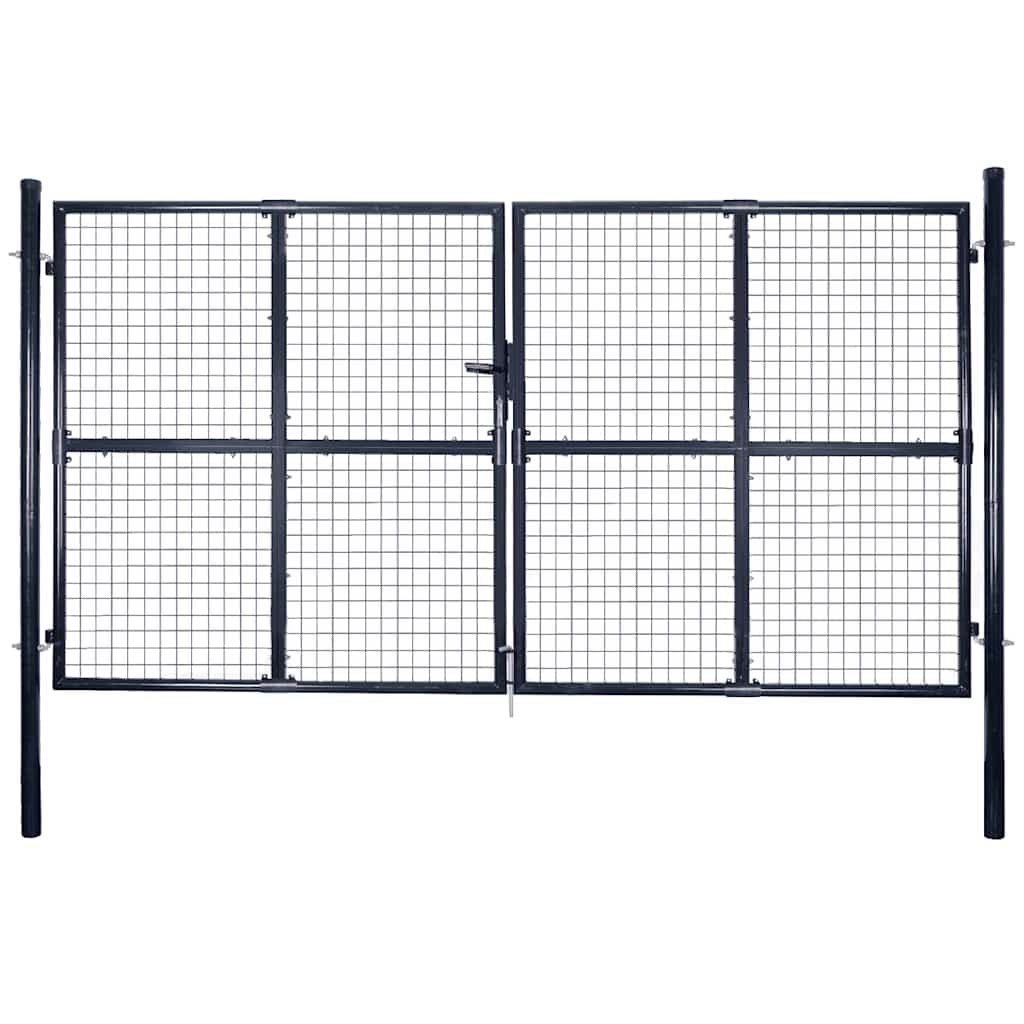 Portão de Jardim em Rede Aço Galvanizado 289x200 cm Cinzento - 143367